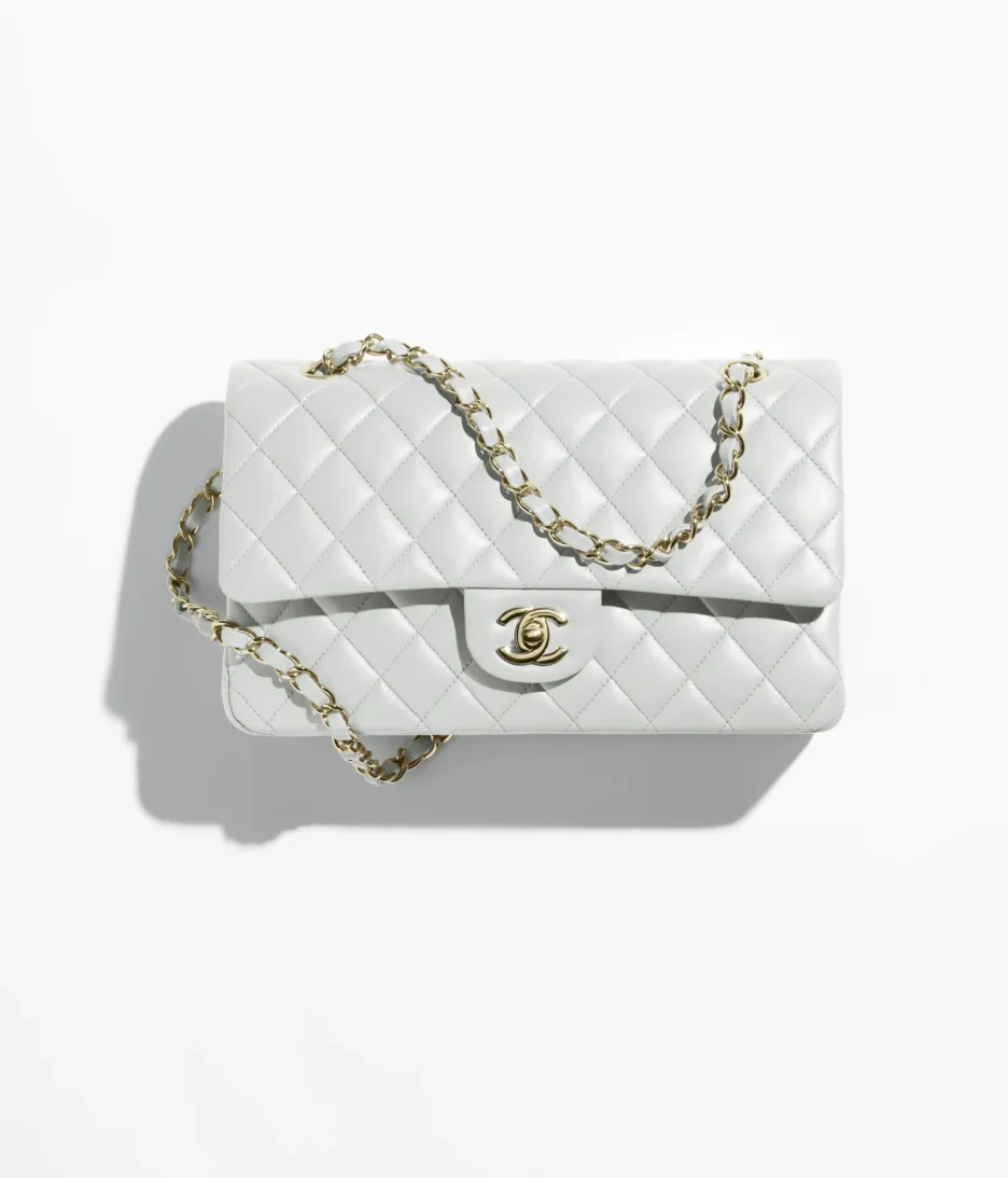 CLASSIC HANDBAG Lambskin & Gold-Tone Metal Light Bl