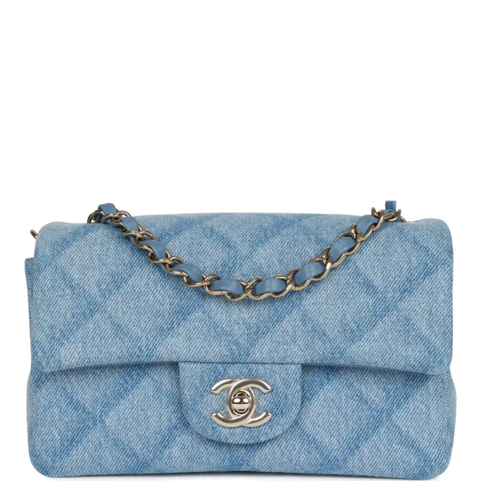 Chanel Blue Quilted Denim Rectangular Mini Flap Bag