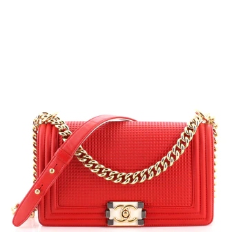 Chanel Boy Flap Bag Cube Embossed Lambskin Old_yyth