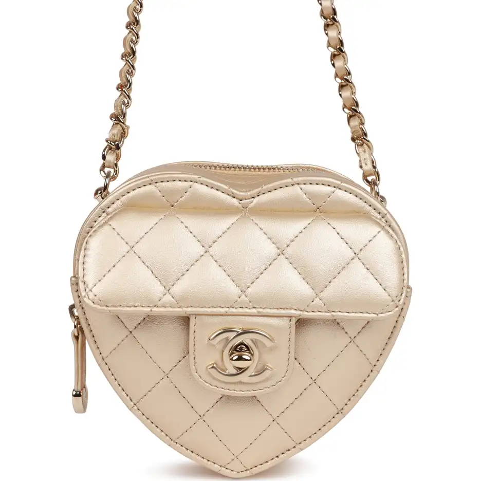 Chanel CC In Love Heart Clutch with Chain Go