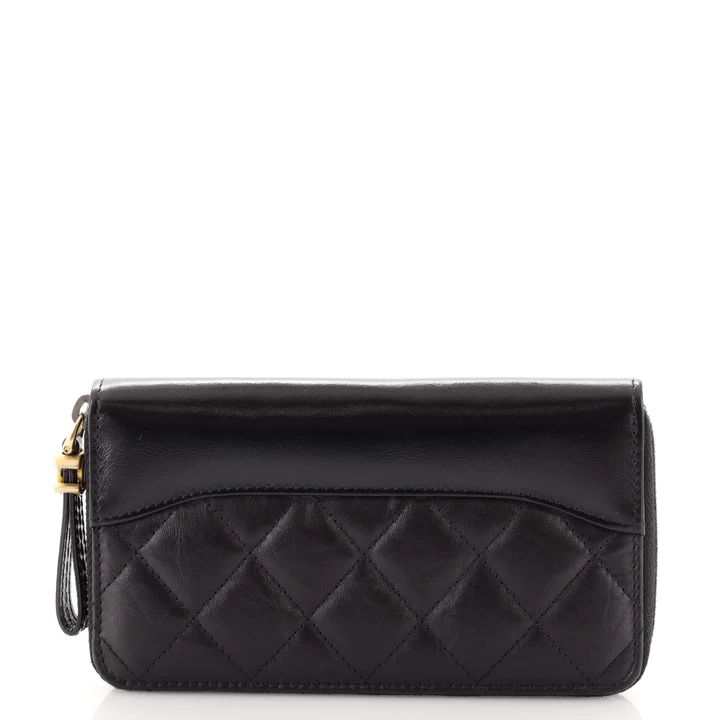 Chanel Gabrielle Zip Around Wallet Quilted Aged Cal