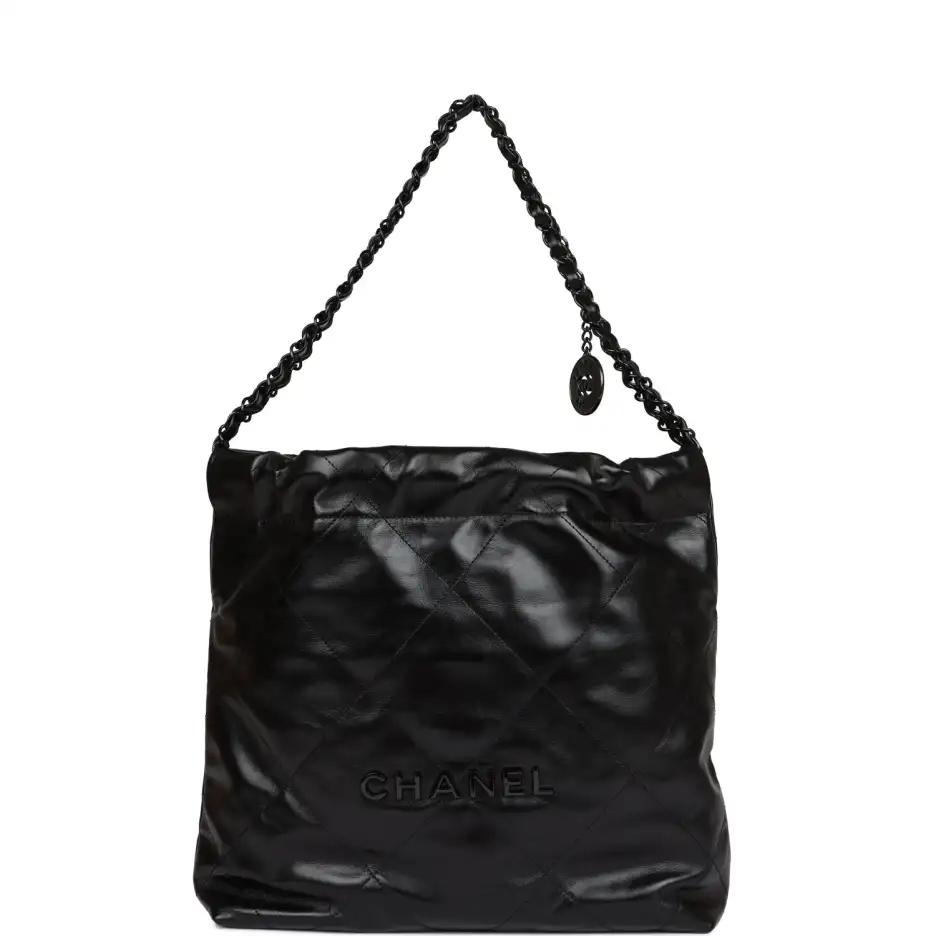 Chanel Small 22 Bag SO Black Calfskin Black