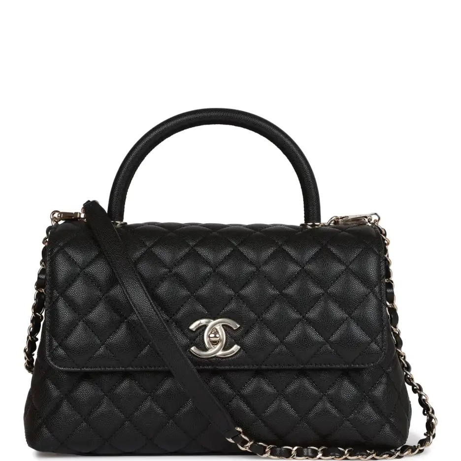 Chanel Small Coco Handle Flap Bag Black Caviar_yyth