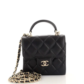 Chanel Square Classic Flap Top Handle Clutch with_y