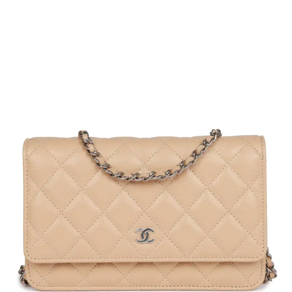 Chanel Wallet on Chain WOC Beige Caviar Silver_yyth