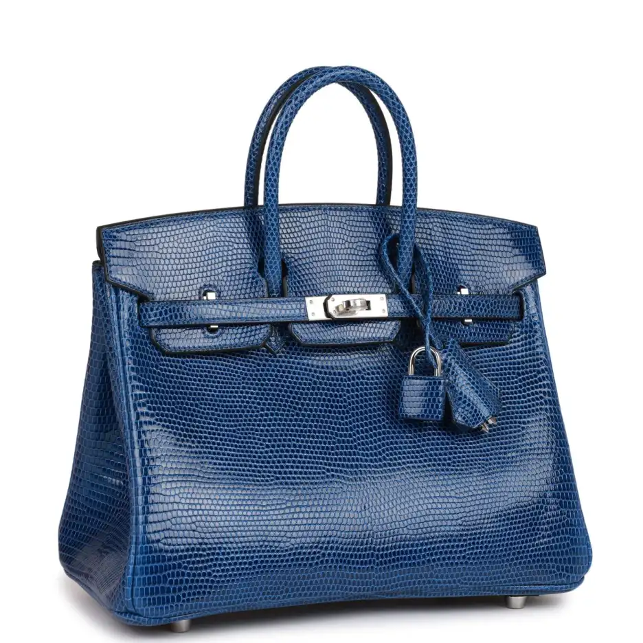 Hermès Birkin 25 Bleu Saphir Lizard Palladium Hardw (1)