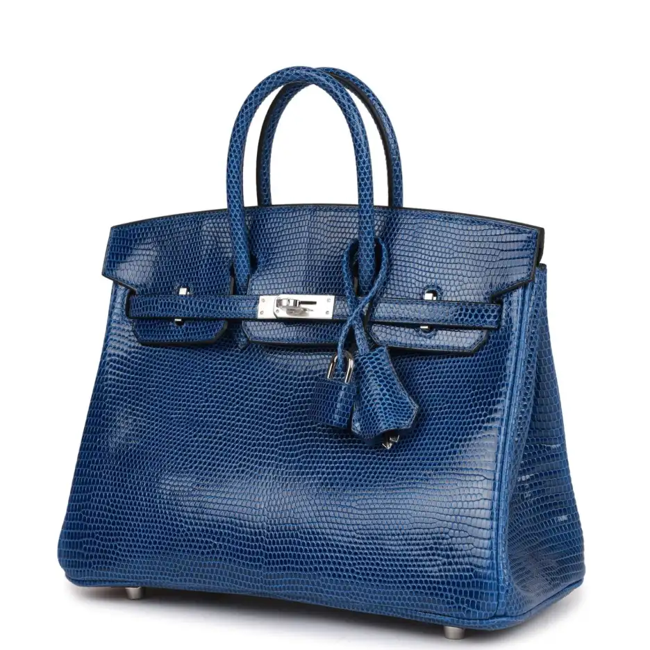 Hermès Birkin 25 Bleu Saphir Lizard Palladium Hardw (4)