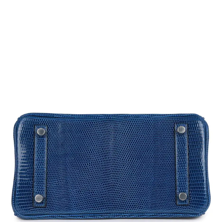 Hermès Birkin 25 Bleu Saphir Lizard Palladium Hardw (5)