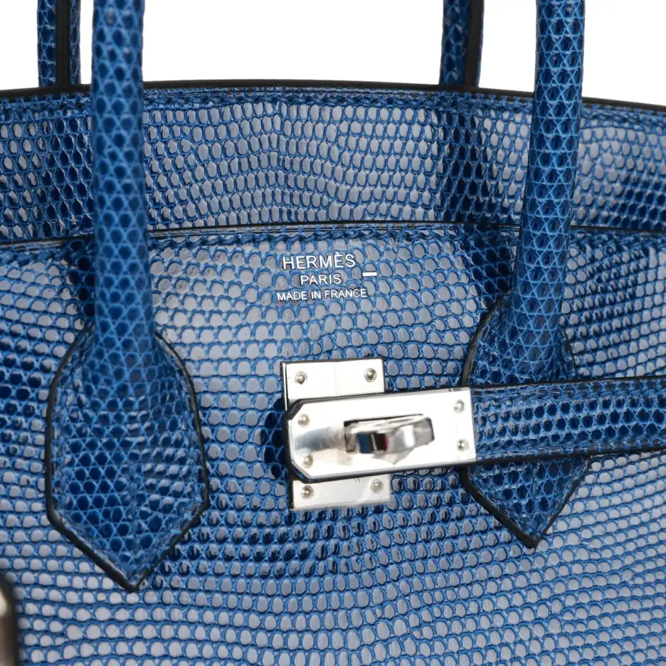 Hermès Birkin 25 Bleu Saphir Lizard Palladium Hardw (6)
