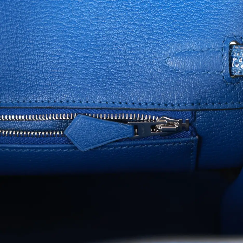 Hermès Birkin 25 Bleu Saphir Lizard Palladium Hardw (8)