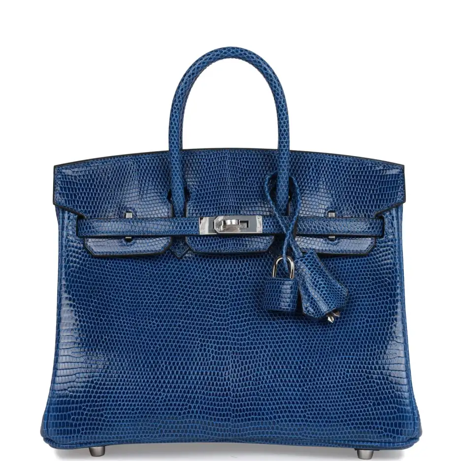 Hermès Birkin 25 Bleu Saphir Lizard Palladium Hardw