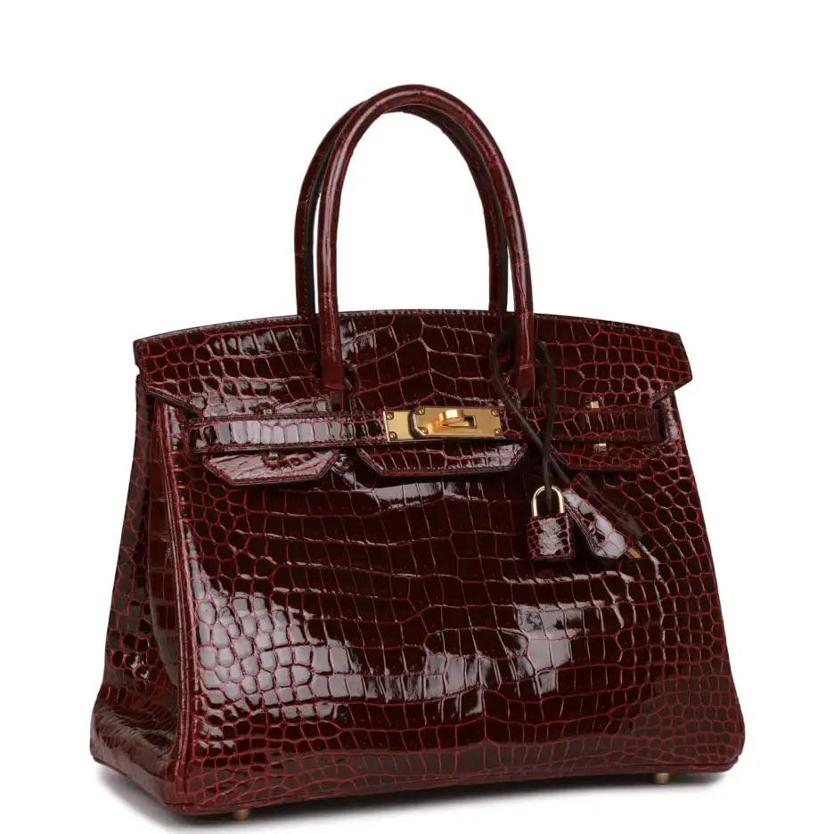 Hermès Birkin 30 Bordeaux Shiny Porosus Crocodile G (1)