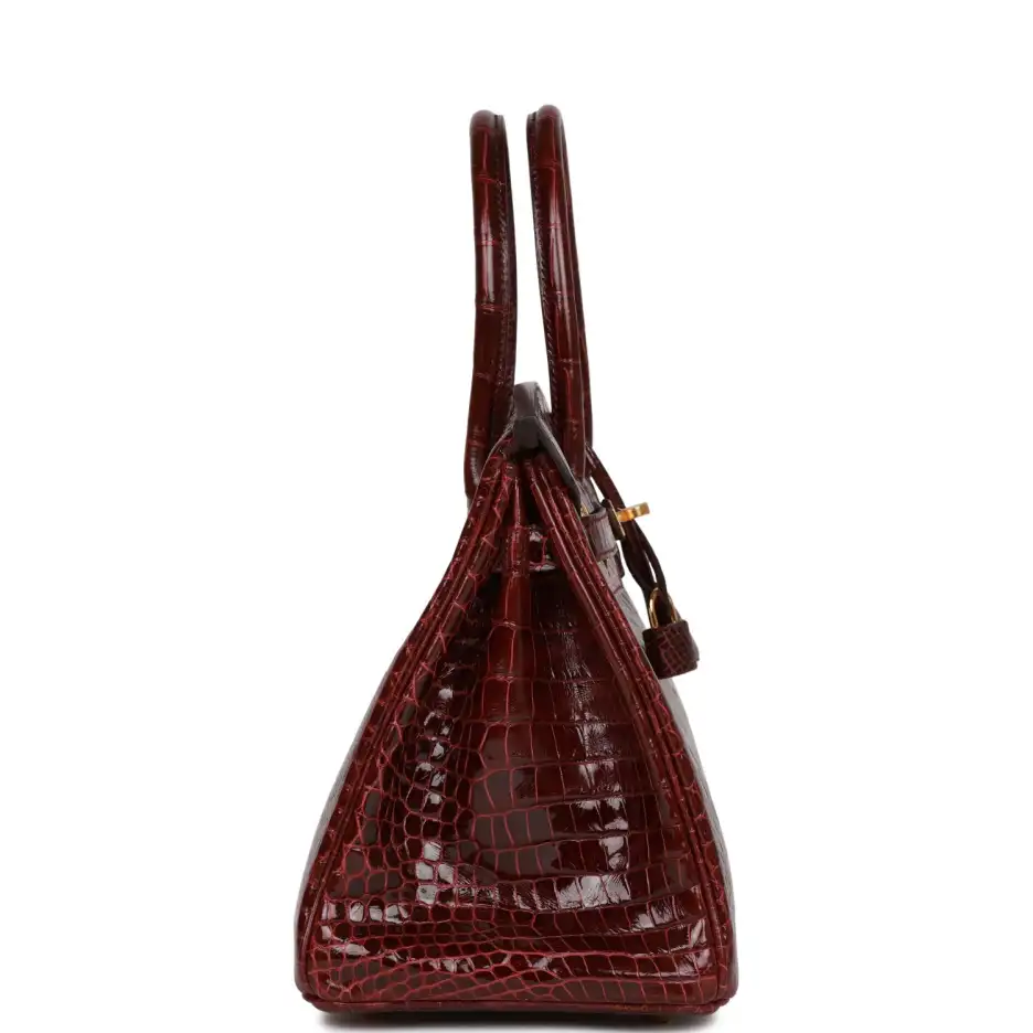 Hermès Birkin 30 Bordeaux Shiny Porosus Crocodile G (2)