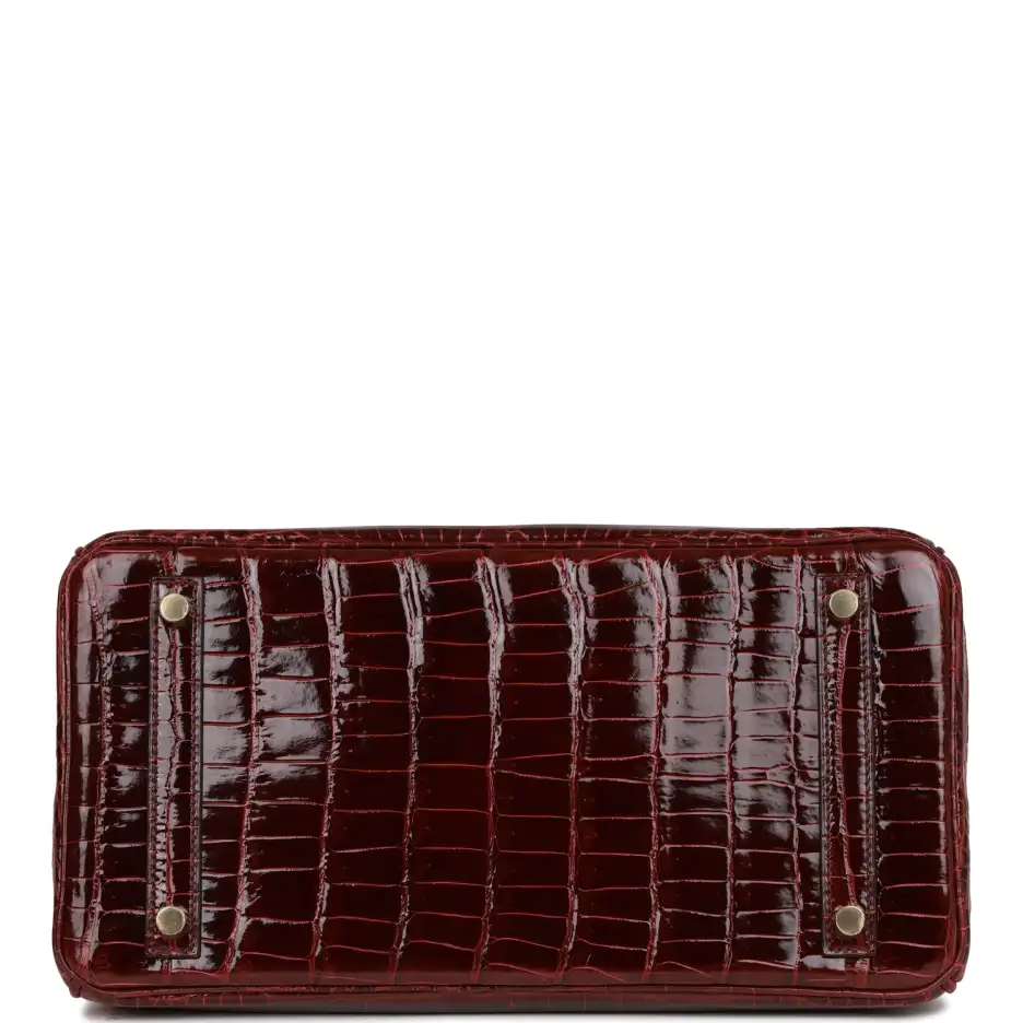 Hermès Birkin 30 Bordeaux Shiny Porosus Crocodile G (5)
