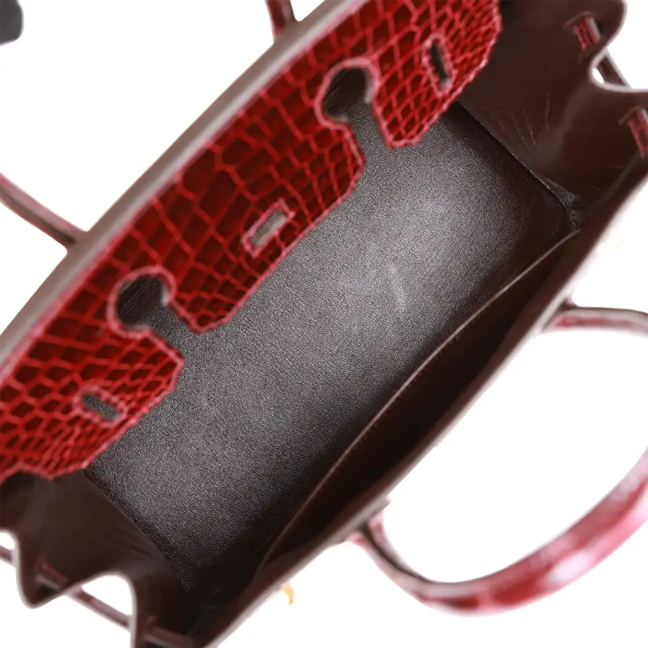Hermès Birkin 30 Bordeaux Shiny Porosus Crocodile G (7)
