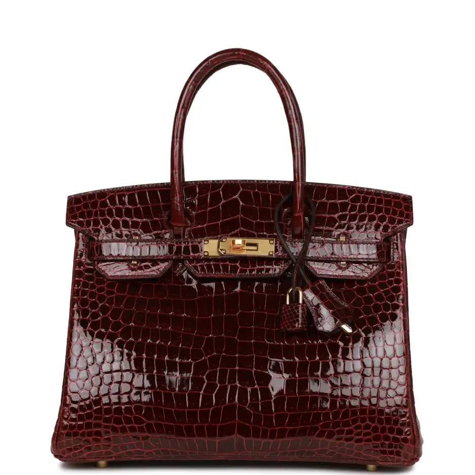 Hermès Birkin 30 Bordeaux Shiny Porosus Crocodile G