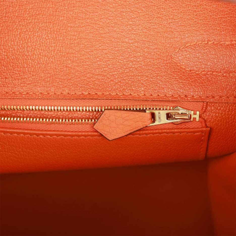 Hermès Birkin 30 Orange Clemence Gold Hardware (8)