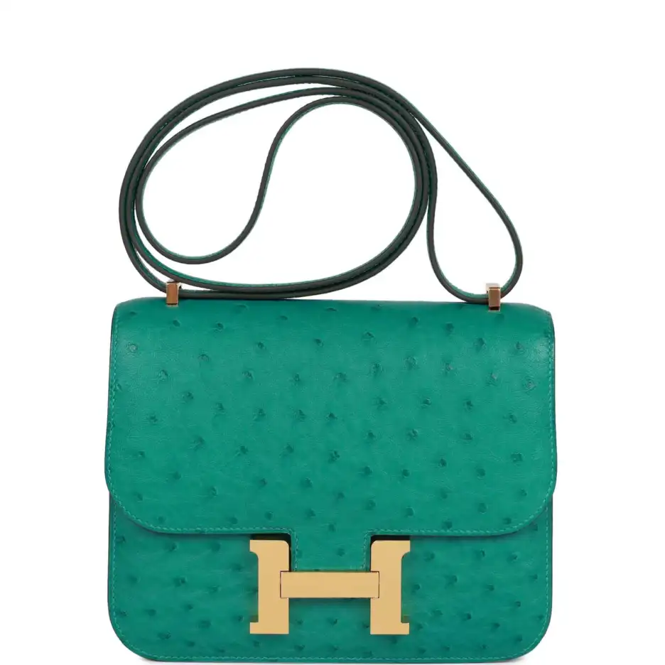Hermès Constance 18 Vert Verone Ostrich Gold Hardwa