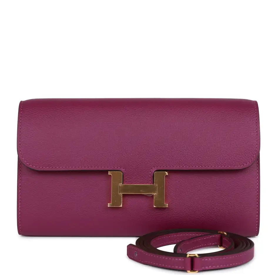 Hermès Constance Wallet To Go Anemone Evercolor Gol