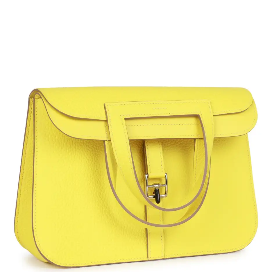Hermès Halzan 25 Lime Clemence Palladium Hardware (1)