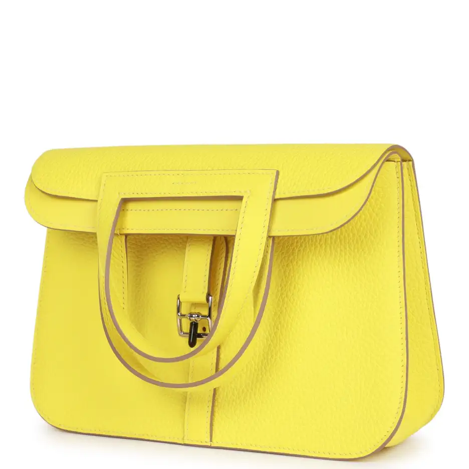Hermès Halzan 25 Lime Clemence Palladium Hardware (4)