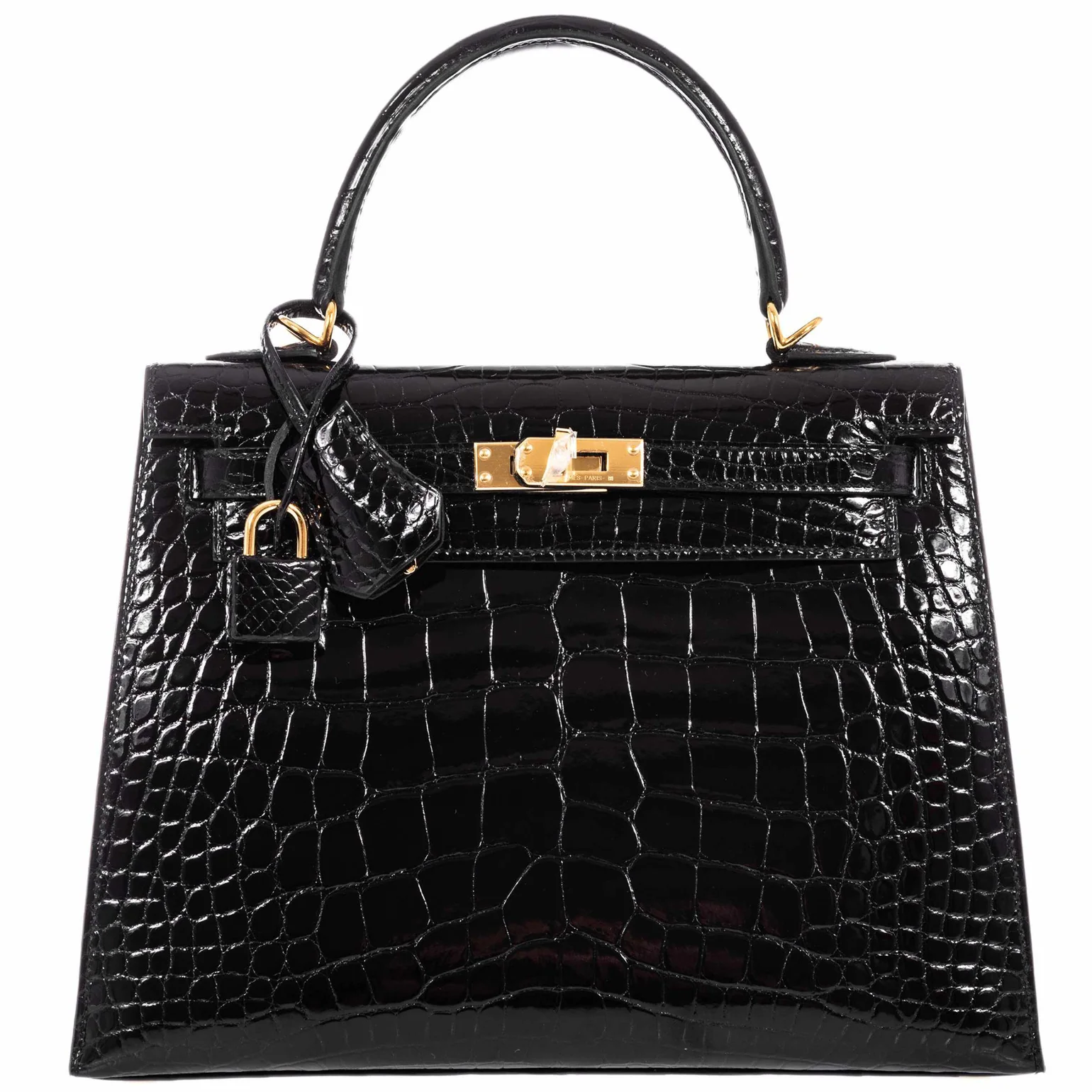 Hermès Kelly 25 Sellier Black Alligator Gold Hardwa