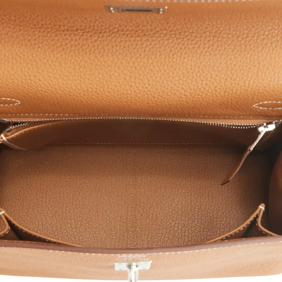 Hermès Kelly Retourne 25 Gold Togo Palladium Hardwa (7)