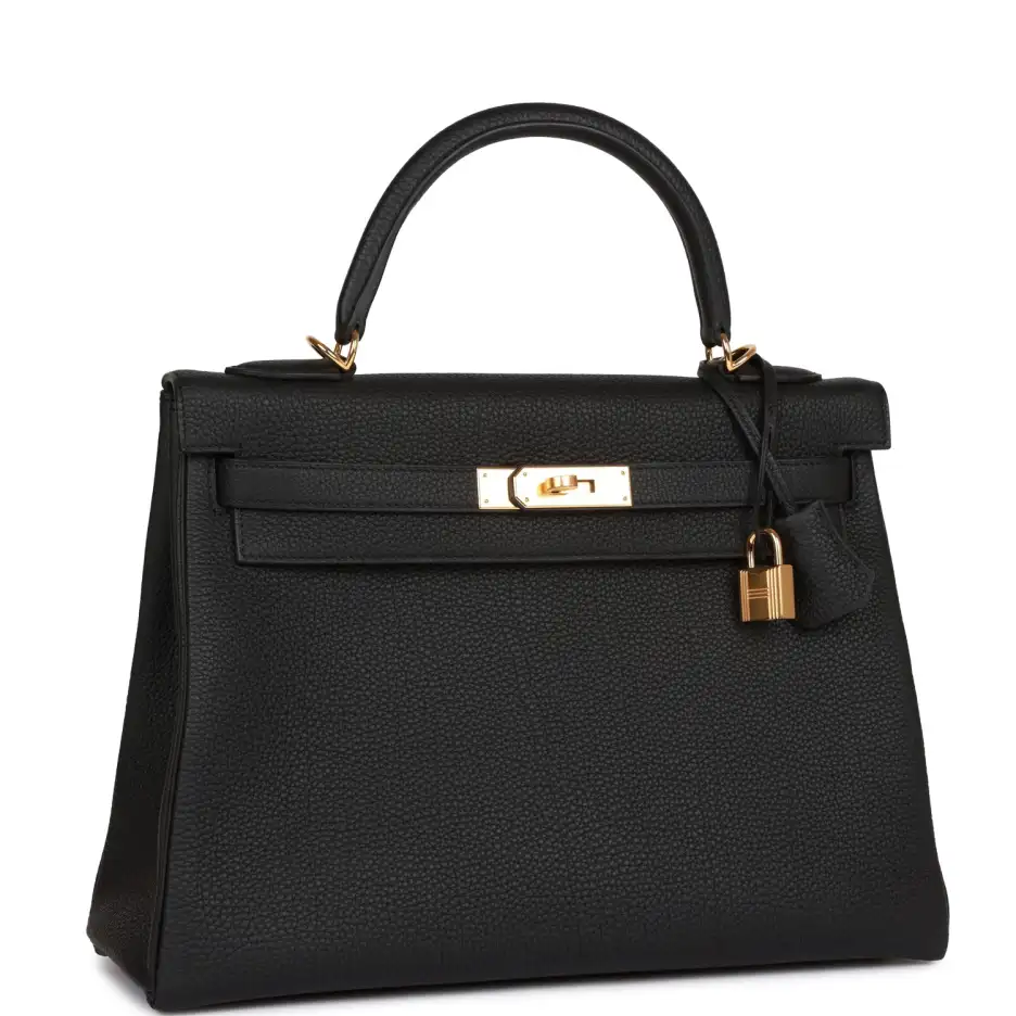 Hermès Kelly Retourne 32 Black Togo Gold Hardware (1)