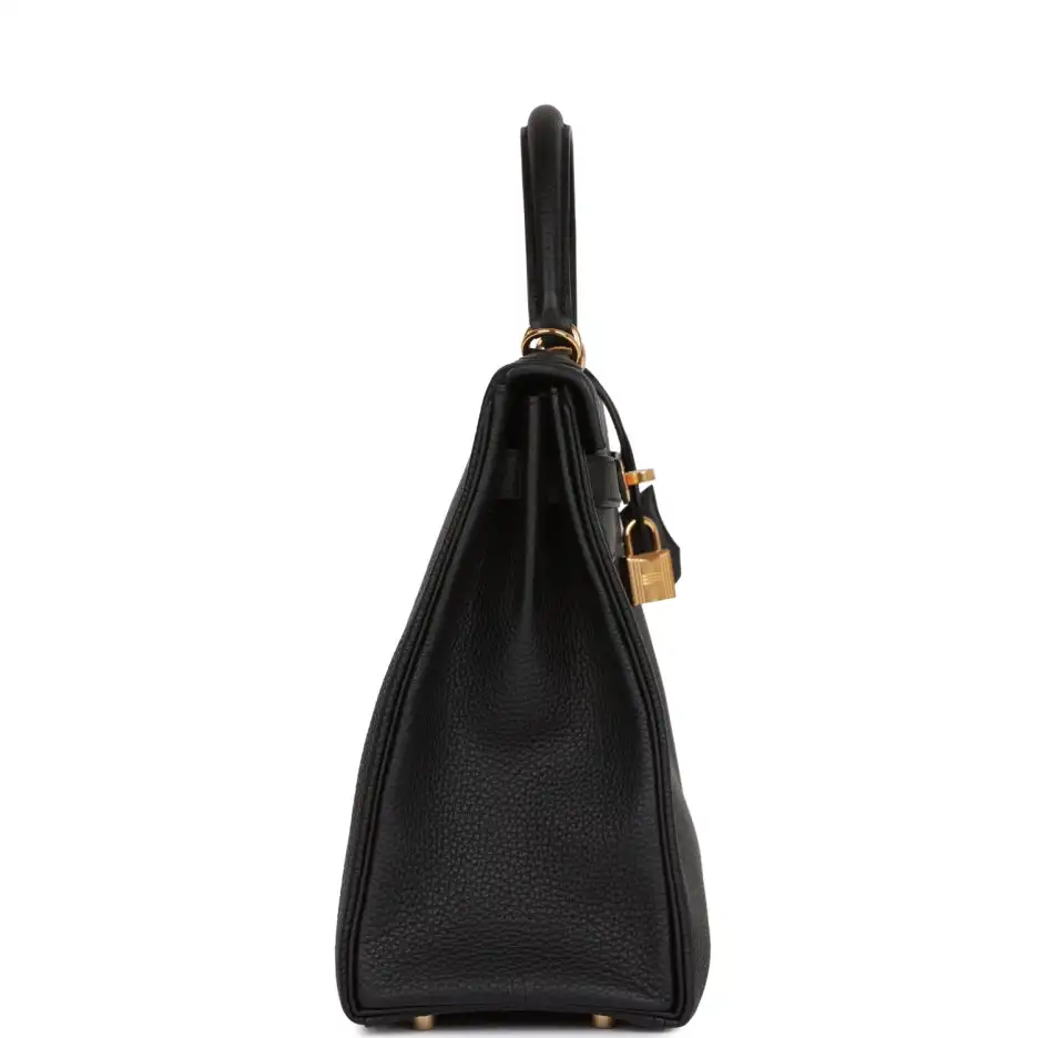 Hermès Kelly Retourne 32 Black Togo Gold Hardware (2)