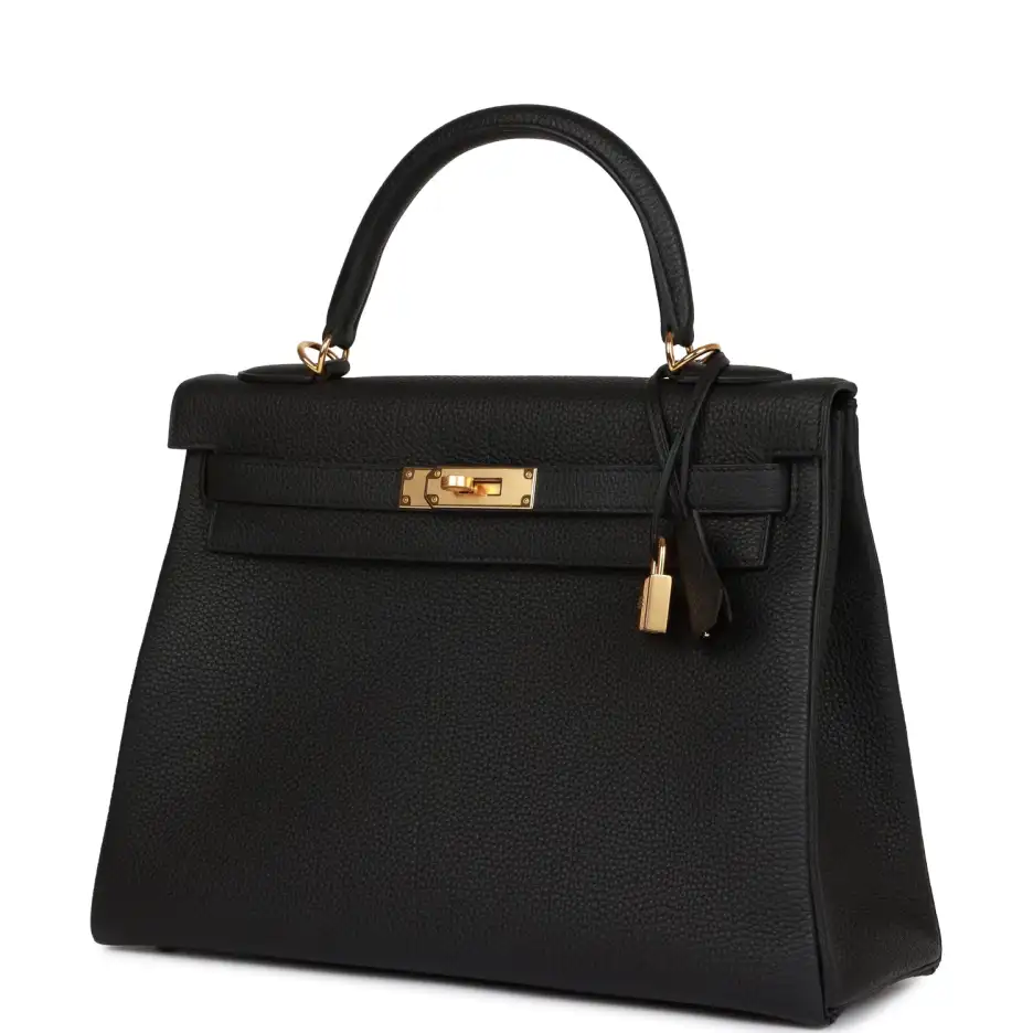 Hermès Kelly Retourne 32 Black Togo Gold Hardware (4)