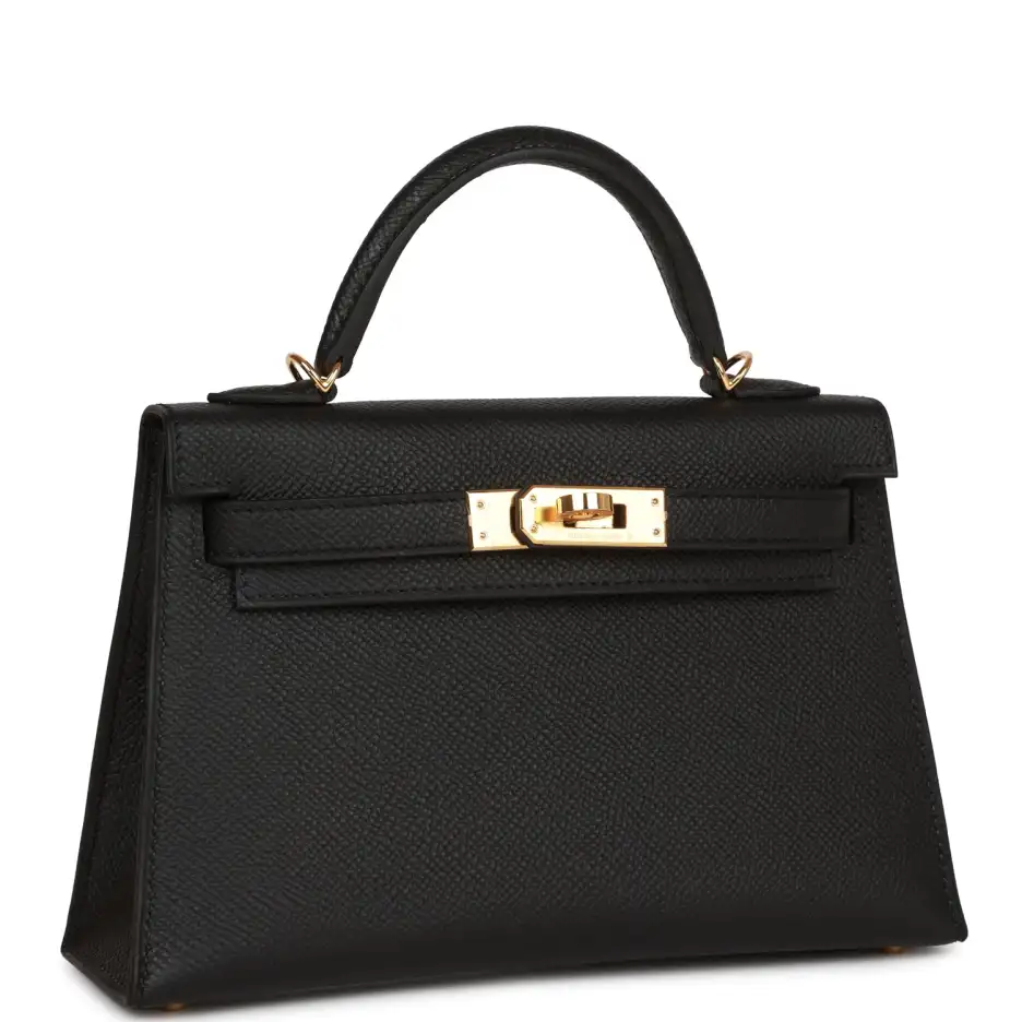Hermès Kelly Sellier 20 Black Epsom Gold Hardware (2)