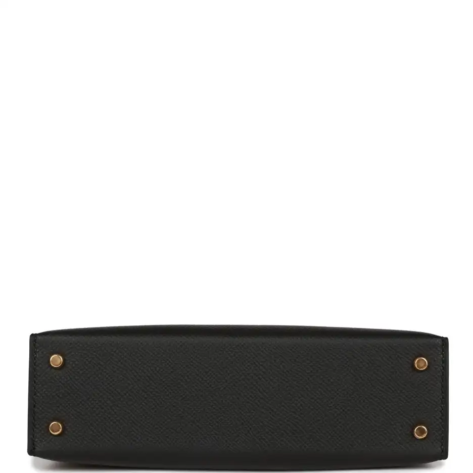 Hermès Kelly Sellier 20 Black Epsom Gold Hardware (6)