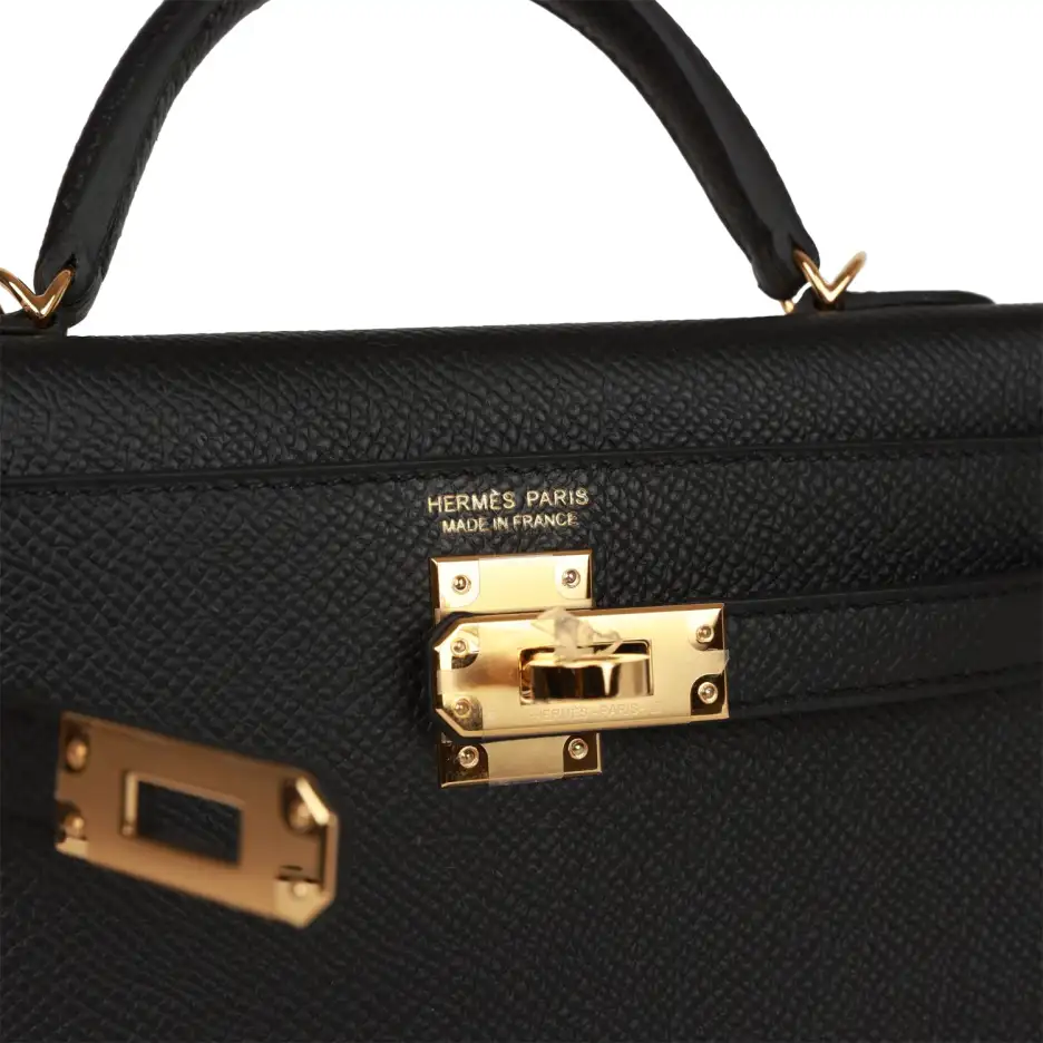 Hermès Kelly Sellier 20 Black Epsom Gold Hardware (7)