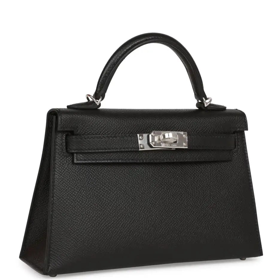 Hermès Kelly Sellier 20 Black Epsom Palladium Hardw (1)