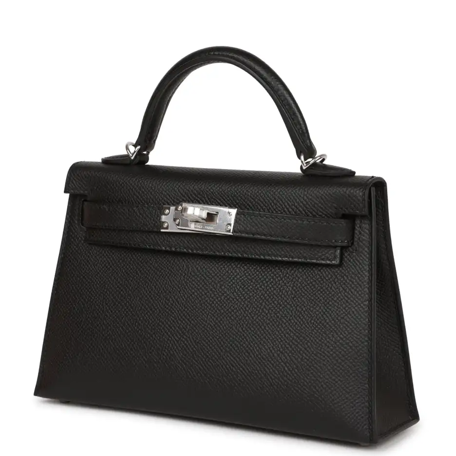 Hermès Kelly Sellier 20 Black Epsom Palladium Hardw (4)