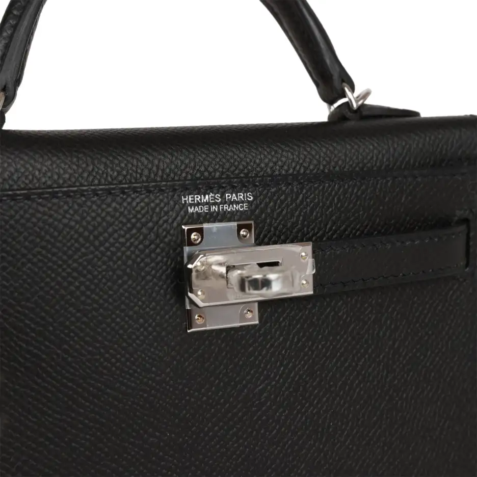 Hermès Kelly Sellier 20 Black Epsom Palladium Hardw (6)