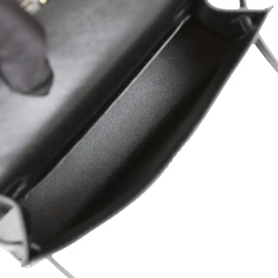 Hermès Kelly Sellier 20 Black Epsom Palladium Hardw (7)