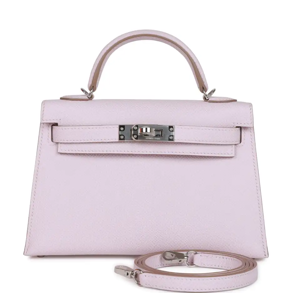 Hermès Kelly Sellier 20 Mauve Pale Epsom Palladium_