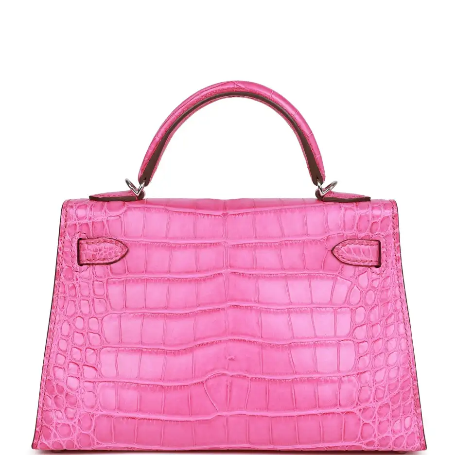 Hermès Kelly Sellier 20 Rose Shocking Matte Alligat (3)
