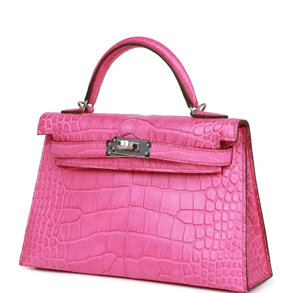 Hermès Kelly Sellier 20 Rose Shocking Matte Alligat (4)