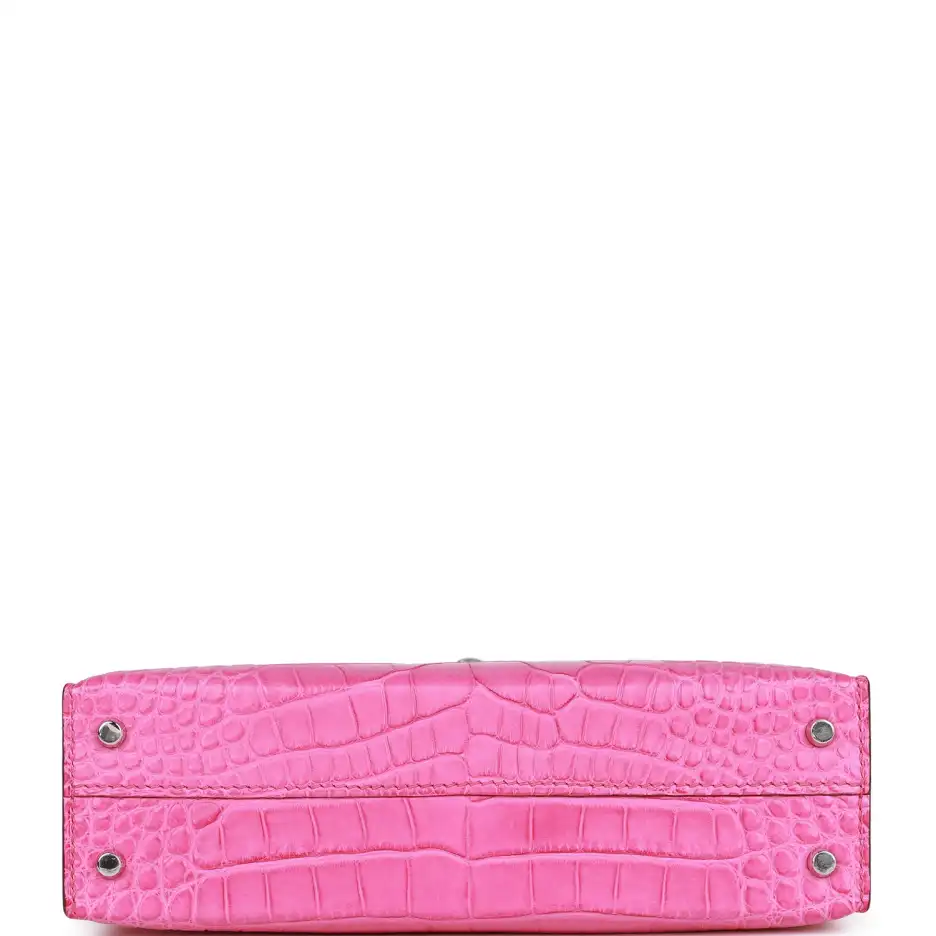 Hermès Kelly Sellier 20 Rose Shocking Matte Alligat (5)