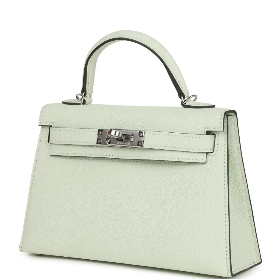 Hermès Kelly Sellier 20 Vert Fizz Chevre Palladium_ (4)