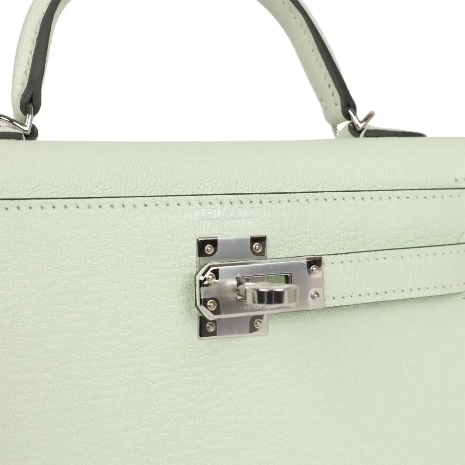 Hermès Kelly Sellier 20 Vert Fizz Chevre Palladium_ (6)