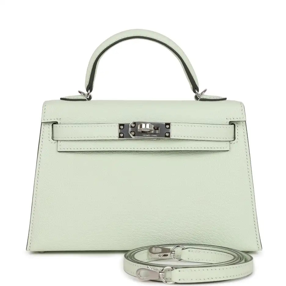 Hermès Kelly Sellier 20 Vert Fizz Chevre Palladium_