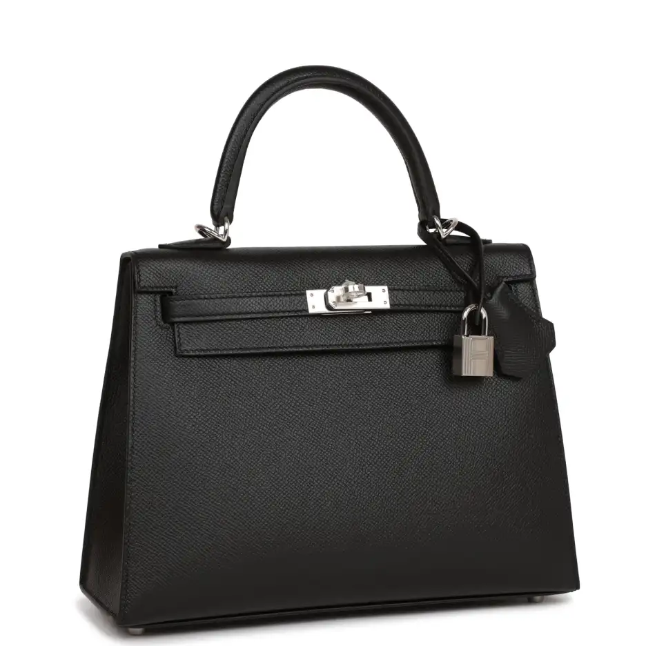 Hermès Kelly Sellier 25 Black Epsom Palladium Hardw (1)