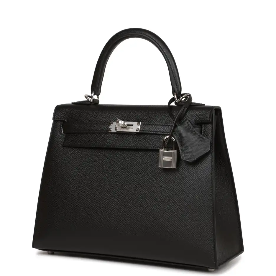 Hermès Kelly Sellier 25 Black Epsom Palladium Hardw (4)