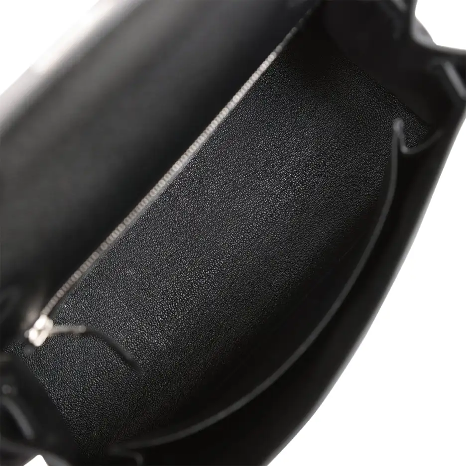 Hermès Kelly Sellier 25 Black Epsom Palladium Hardw (7)