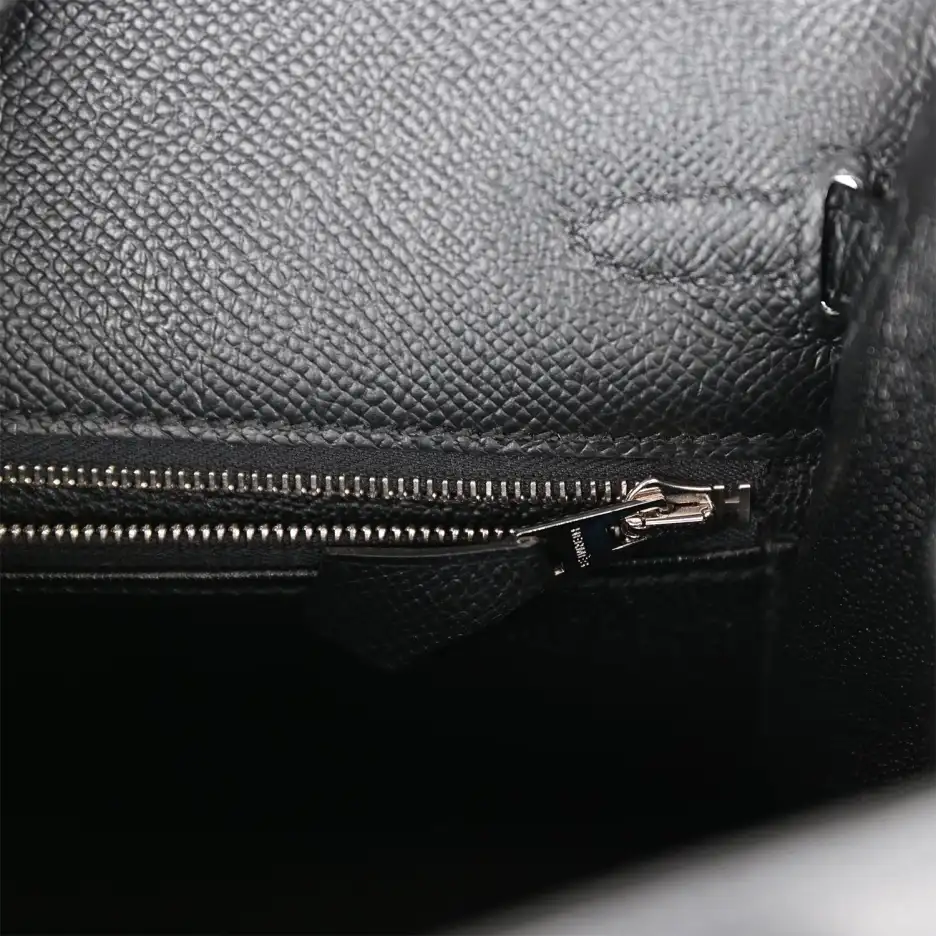 Hermès Kelly Sellier 25 Black Epsom Palladium Hardw (8)