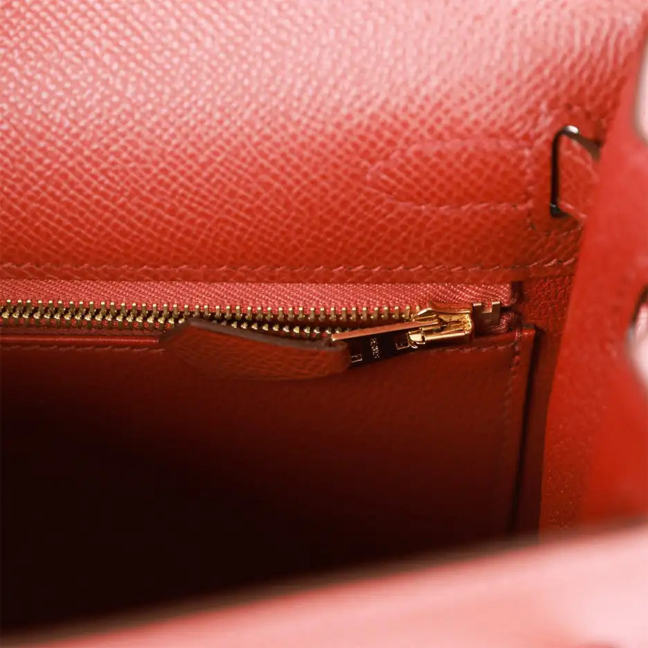 Hermès Kelly Sellier 25 Rouge Venetian Epsom Gold_y (8)