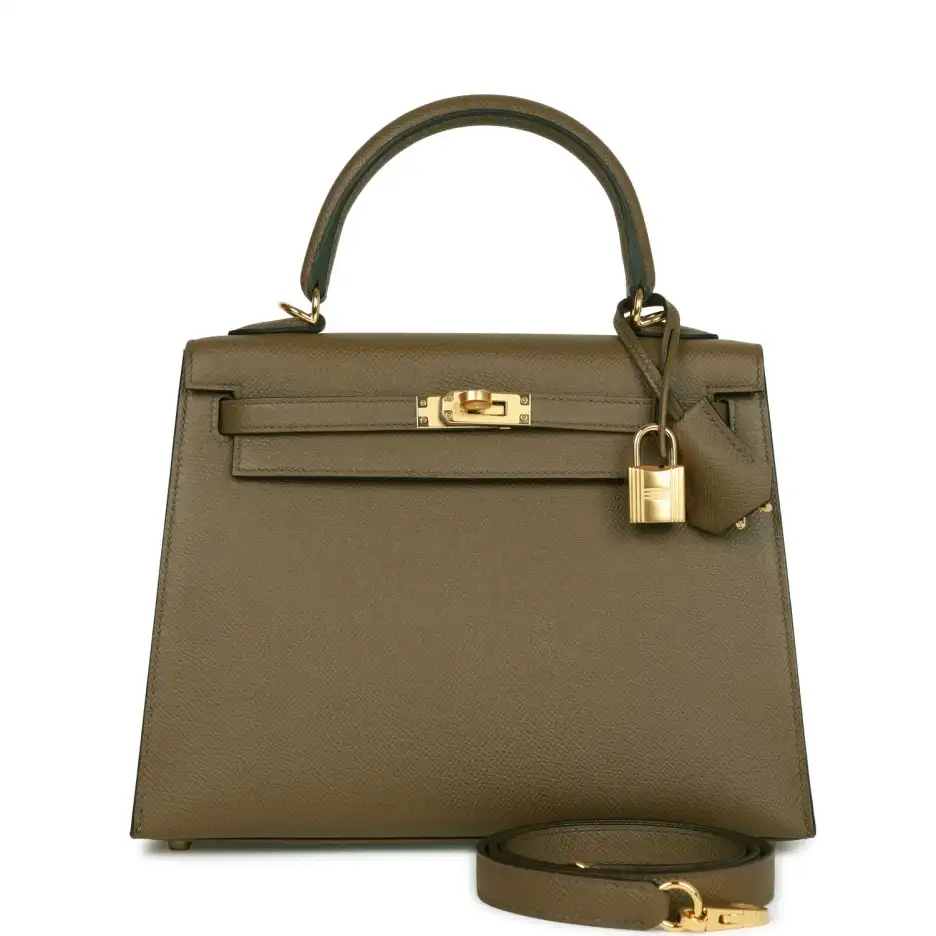 Hermès Kelly Sellier 25 Vert Olive Epsom Gold_yythk